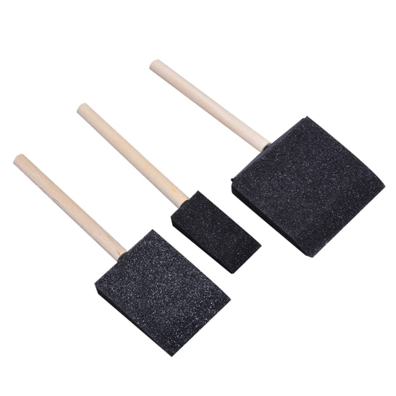 jojofuny 15-Piece Art Sponge Brush Set Wood Handle Sponge Paint Brushes for Drawing Painting