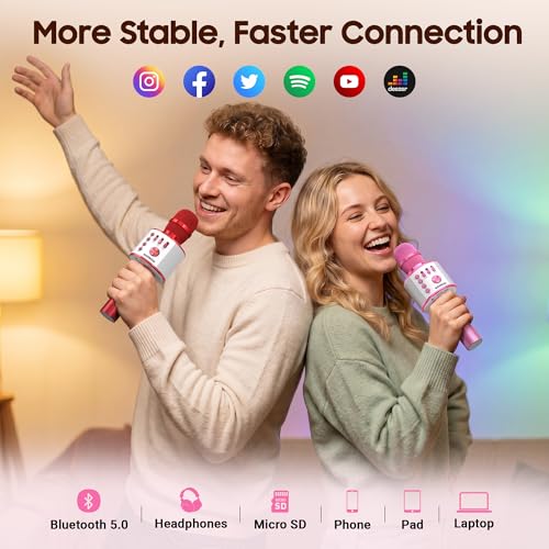 Image of BONAOK Bluetooth Karaoke Microphone, Portable Mic for Adults Kids