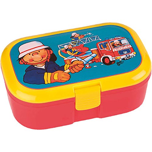 Preisvergleich Produktbild Lunchbox * FEUERWEHRMANN * für Kinder von Lutz Mauder / / Feuerwehr Brotdose mit herausnehmbaren Extra-Fach / / Perfekt für Mädchen & Jungen / / Vesperdose Brotzeitbox Brotzeit (ohne NAMEN)