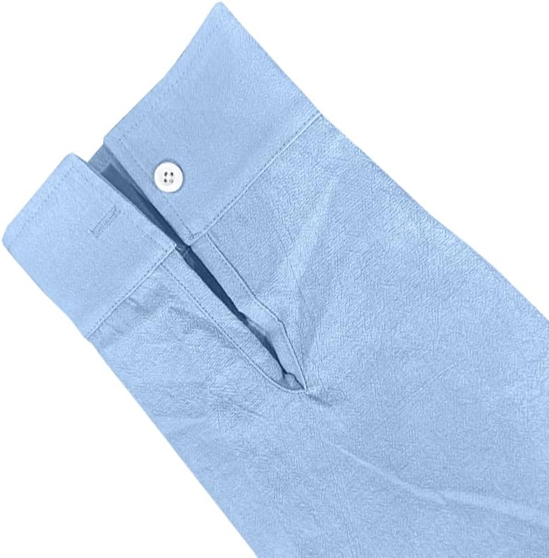 Men’s Linen 2 Piece Outfit Long Sleeve Mandarin Neck Button Down Shirt with Elastic Waist Drawstring Lounge Pants Set