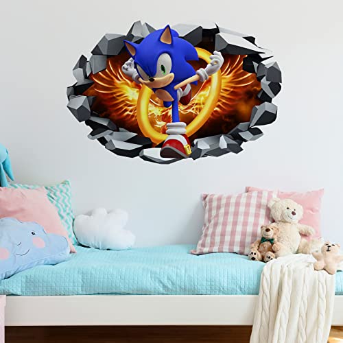 Sonic Wall Decals Children's Cartoon Wall Stickers Sonic Wall Decor For Kids Palyroom Living Room Bedroom Nursery Self-Adhesive Vinyl Wall Decoration Gift Supplies (15.7 X 23.6 Inches） #TOP2