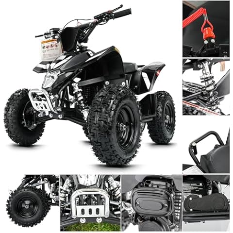 FRP Sahara 40 Kids Gas ATV, 40CC 4-Stroke Mini Gas 4 Wheeler For Kids with Front & Rear Disc Brake, With Speed Control Weight Support Up to 143 LBS (Black) Cover