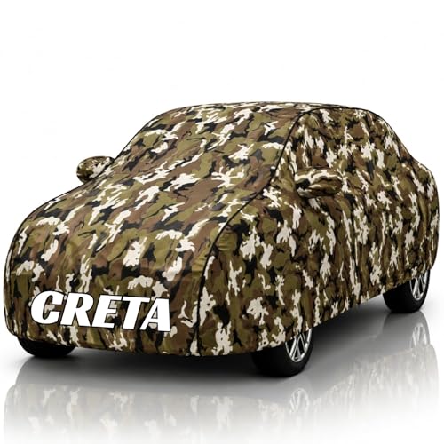 Image of Safe-Cars New Jungle 100% Waterproof Creta Car Cover | Polyester Car Body Cover for Rain & Sun | UV Protection, Dustproof, Scratch Resistant, Windproof, Heat Resistant, Custom Fit