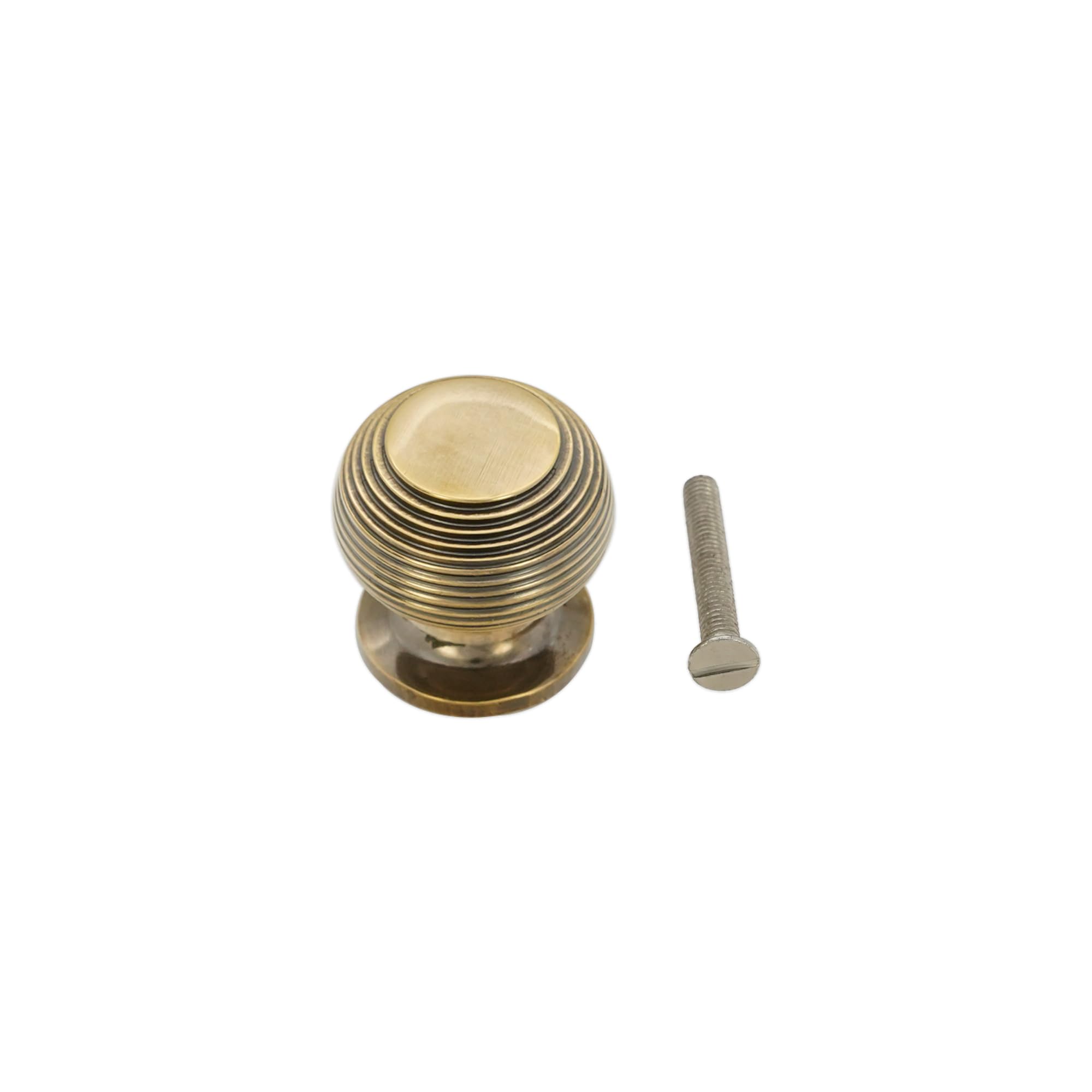 Infinity Decor Pack of 4 Traditional Style Reeded Beehive Solid Brass Cupboard Knob Aged Brass Pull Handle30mm Ideal for Drawer Cabinets Doors - Image 4