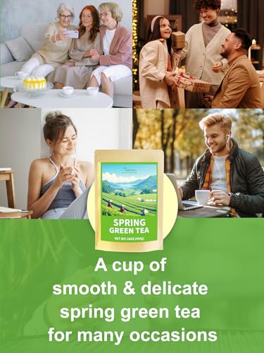 Image of TeeLux Early Spring Green Tea Loose Leaf, Fresh & Mellow Taste, 16 oz