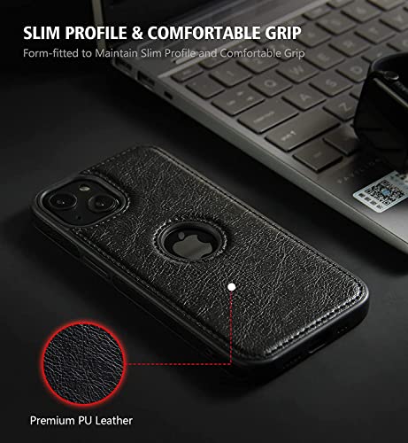 Image of MIDOS Back Cover Compatible with iPhone 13 Leather Case Flexible Slim Cover for iPhone 13 (Black)