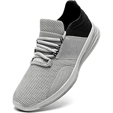 Damyuan Mens Lightweight Athletic Running Walking Gym Shoes Casual Sports Shoes Fashion Sneakers Walking Shoes, F Grey, 6.5 UK Cover