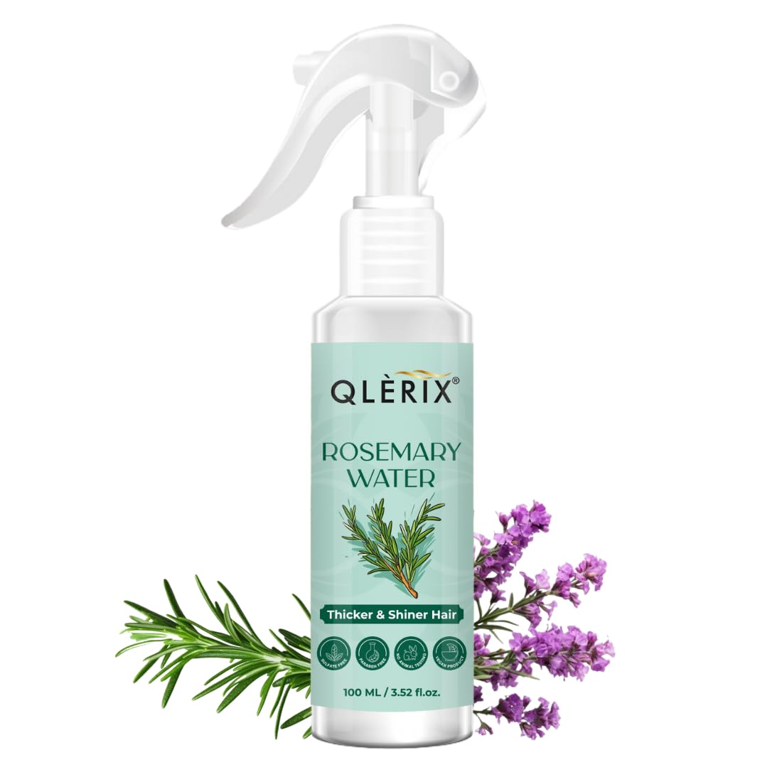QLERIX Rosemary Water Hair Growth Spray for Men & Women | Reduces HairFall, Promotes New HairGrowth, Strengthens HairRoots, Deep Conditioning, Adds Shine & Thickness | Daily Hair Care Mist - 100ML