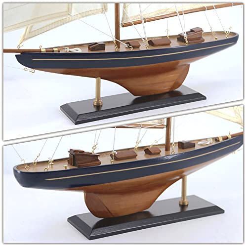 Nautimall 25" Wooden Sailboat Model Columbia America's Cup Ship Nautical Yacht Vintage Rustic Home Decor (Vintage Blue) #TOP2