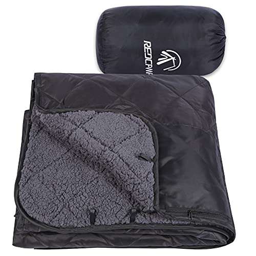 REDCAMP wasserdichte Camping Decke mit Sherpa-Futter, Thermo Groß Stadiondecke, Warm Outdoor Decke für Camping, Flugzeugreisen, Backpacking, Segeln, Reise, Terrasse und Heimnutzung, 200 x 150 cm