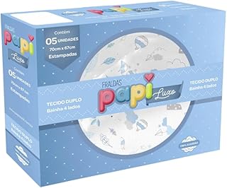 Papi Textil Fralda Luxo c/Bainha Estampada 70x67cm Caixa Contém 05 Un