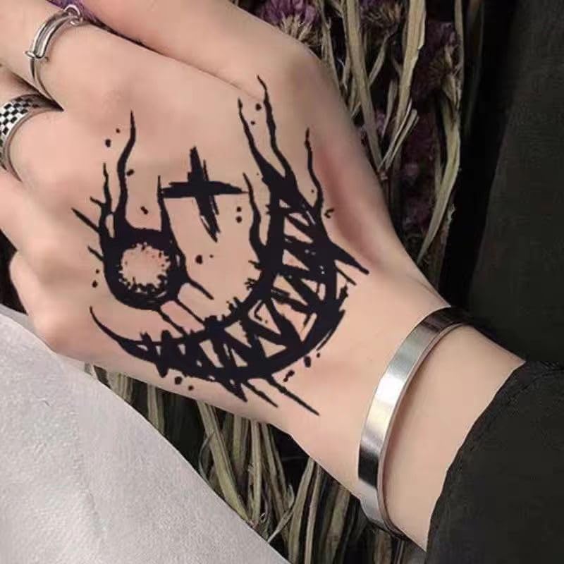 ARYU 15 StüCk Clown Geist Gesicht KräUtersaft Tattoo Aufkleber Halloween Langlebige Tattoo Aufkleber Handgelenk Smiley Gesicht Wasserfest