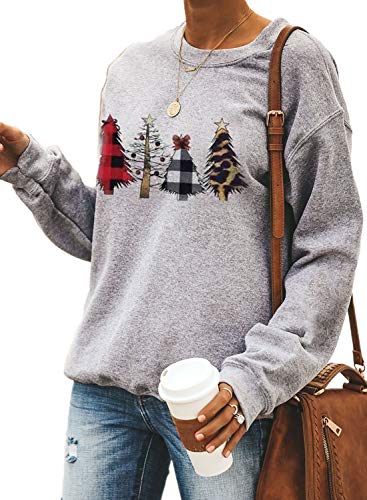 Dokotoo Womens Winter Ladies Long Sleeve Crewneck Merry Christmas Holiday Sweatshirts Xmas Pullovers Blouses Tops Shirts Outerwear Gray Xl #TOP6