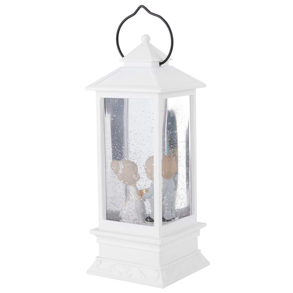 Globo de nieve navideño con luces LED para decoración del hogar, diseño de linterna festiva, material duradero, regalo ideal para vacaciones, familiares y amigos (pareja blanca)