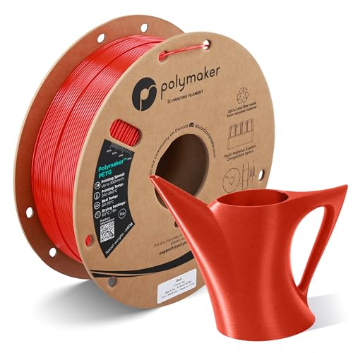 Image of Polymaker PETG Red 3D Printer Filament 1.75mm 1kg, High Speed PETG up to 300mm /s, High Strength New Formula, Excellent Layer Adhesion, Warp Free, Compatible with Most 3D Printers