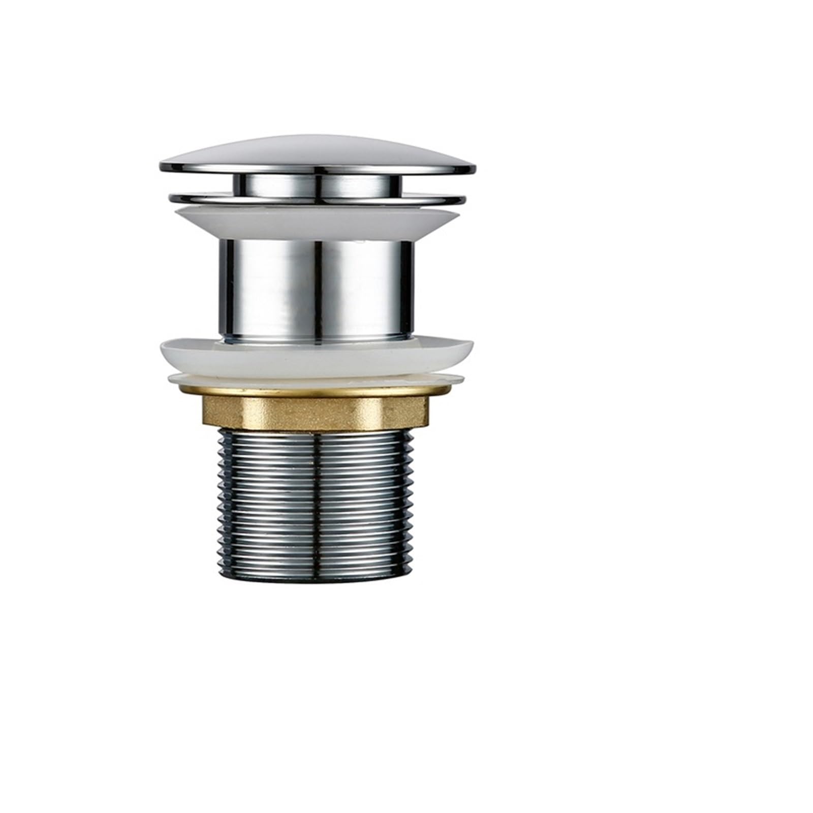 Basin Sink Pop Up Drain Bathroom Bath Pop Up Drain Stopper Rose Gold Polished Anti-Corrosion With OverFlow Hole Basin Sewer(Polished Chrome-2)