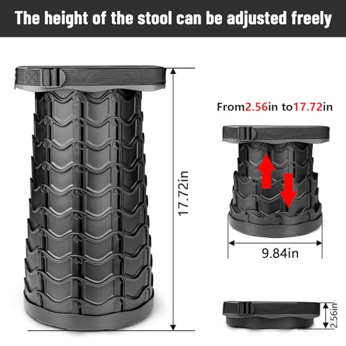 Image of 2 Pack Collapsible Stool, 400lbs Max Weight, Lightweight But Sturdy, Portable Retractable Folding Telescoping Foldable Camping Stool for Adults Outdoor Fishing Hiking BBQ