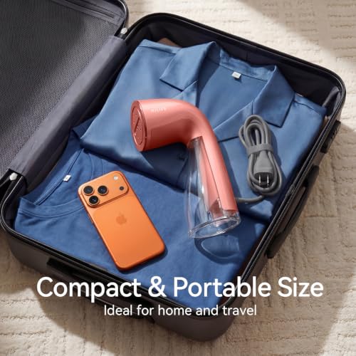 Image of HiLIFE Steamer for Clothes, Portable Handheld Design, 240ml Big Capacity, 700W, Strong Penetrating Steam, Removes Wrinkle, for Home, Office and Travel(ONLY FOR 120V) (Rose Pink)
