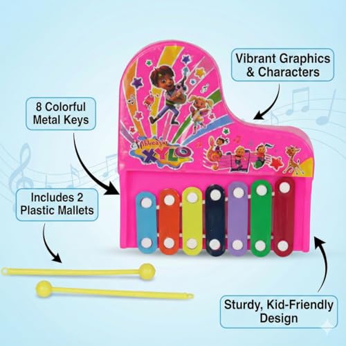 Image of Asian Maharaja Musical Pull Along Xylophone for Kids | Fun Activity Toy with 2 Mallets | Colorful Learning Music Toy for Toddlers & Preschoolers | Pull-Along Playset (Multicolor - Colors as per Stock)