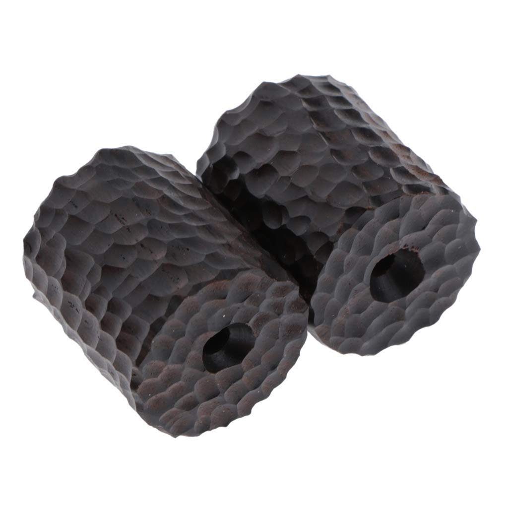 2X Wood Dragon Scale Loose Spacer Beads Charm for Mens Bracelet Necklace DIY - Black, 14x16mm