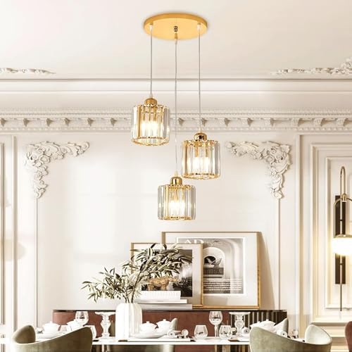 Luminária Pendente para Sala de Jantar de Cristal Moderno com Alt...
