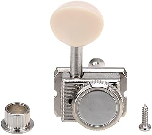 Musiclily Pro 6連ギター ロック式ペグ / ビンテージ スタイル 6連ギター ロック式ペグ スクワイアクラシックバイブストラト/テレキャスター用、ニッケル オーバルプラスチックボタン