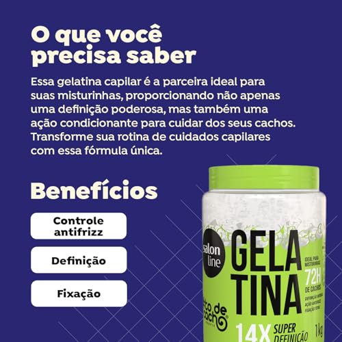 Salon Line, Gelatina Capilar, ToDeCacho, Super Definição, Vegano - Cabelos Ondulados, Cacheados e Cr