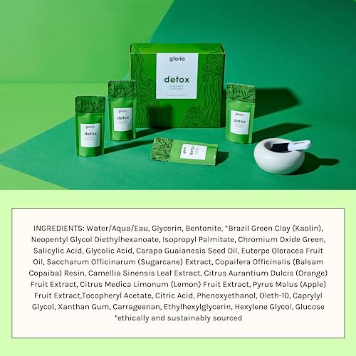 Glorio Detox Clay Masks (3.2 Oz With Applicator), For Unclogging Pores & Blackheads, Face Mask Skin Care For Oily, Combo, & Acne-Prone Skin, Facial Care For Men & Women, Skincare Products For Face #TOP6