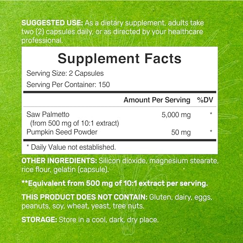 image for DEAL SUPPLEMENT Saw Palmetto Supplement 5000 mg with Pumpkin Seed, 300