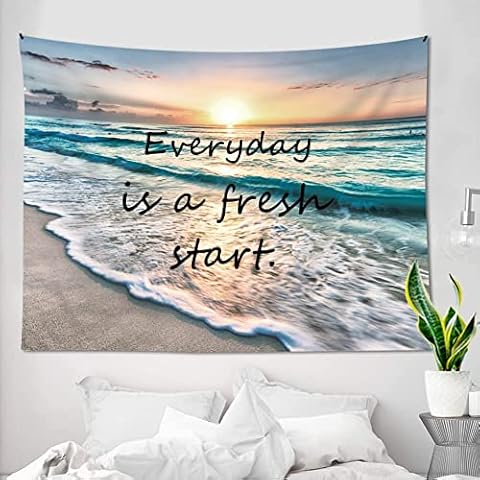 AMBZEK Ocean Positive Quote Tapestry Cover