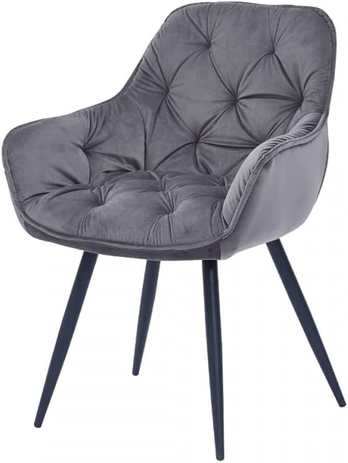 SVOSVAVelvet Living Room Chair Dining Room Fabric Chair With Black Legs For Restaurant Hotel and Office Visitor… (Grey)