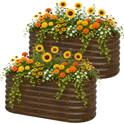 SnugNiture Galvanized Steel Raised Garden Bed Kit - 2 Pack 4x2x2 ft Metal Planter Box for Vegetables Flowers Herbs | Easy Assembly Open Bottom Design for Optimal Drainage