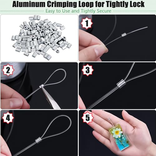 Motroce MT-TMNLX-109 Clear Hanging Wire 0.8Mm, 656Ft Strong Fishing Line, Invisible Nylon Thread With 120 Pcs Aluminum Crimping Sleeves For Hanging Christmas Ornaments thumb #4