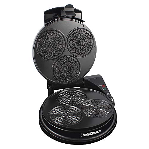 Chef’sChoice PizzellePro Express Bake Nonstick Pizzelle Maker Features Color Select Control and Instant Temperature Recovery Easy to Clean, 3-Slice, Silver