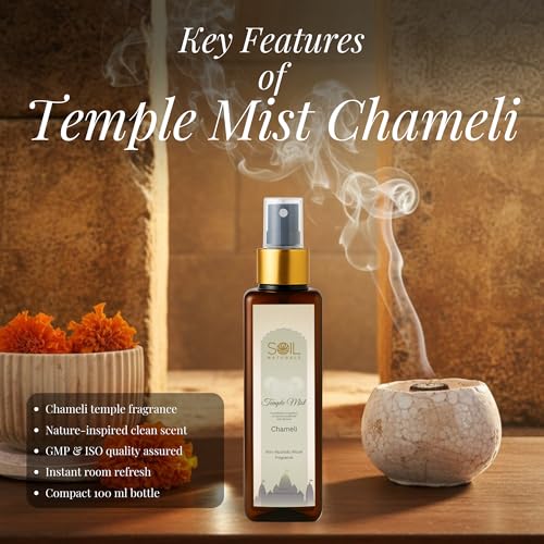 Image of Temple Mist Chameli Air Freshener Spray 100ml | Pure Natural Long Lasting Jasmine Room Freshener For Home, Car, Office, Living Room, Pooja Room Mandir Meditation Fragrance Mist