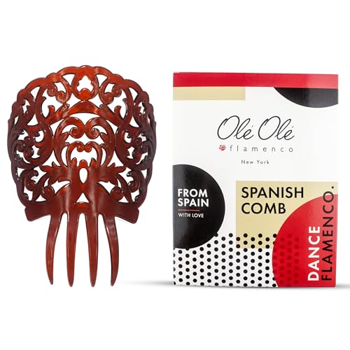 Spanish Hair Comb for Women – Traditional Flamenco Peineta Española for Girls – Ornamental Brown Accessory from Spain – Flamenco Hair Combs – Spanish Combs – Mantilla Comb Model I by Ole Ole Flamenco