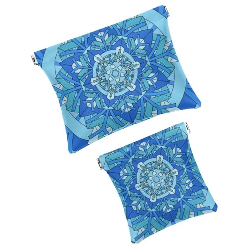 Borse cosmetiche tascabili da borsa per il trucco impermeabile senza cerniera custodia per a chiusura automatica per ragazze mini per motivo caleidoscopio con donna blu pelle