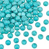 arricraft 100PCS 8mm Synthetic Turquoise Gemstone Flat Back Stone Cabochons Craft Findings for DIY Jewelry Making-Half Round
