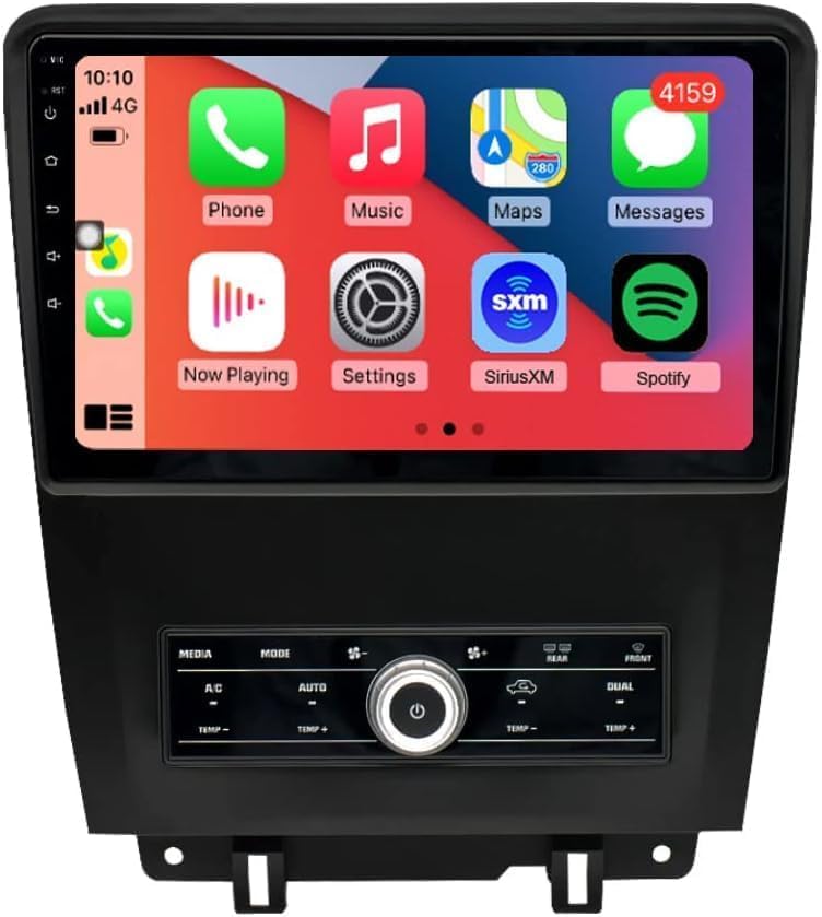 Android Car Stereo for Ford Mustang 2010 To 2014 4GB RAM 64GB ROM Mirror-Link Wi-Fi BT, Radio GPS Navigation, 10 Inch IPS Touch Screen with Backup Camera Included (4+64G With Apple Carplay)