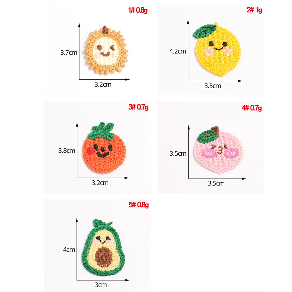 Parches de Bordado 30 Parches de Ganchillo Hechos a Mano 3 a 4 cm con Forma Fruta, pequeños Bordados for Planchar en la Ropa(Lemon 4.2 * 3.5cm)