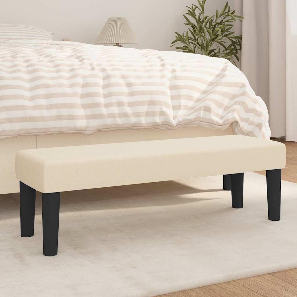 Ławka do siedzenia kremowa, 100 x 30 x 30 cm, do korytarza, sypialni, tapicerowana ławka z materiału, stabilna ławka do korytarza, do salonu, ławki na buty
