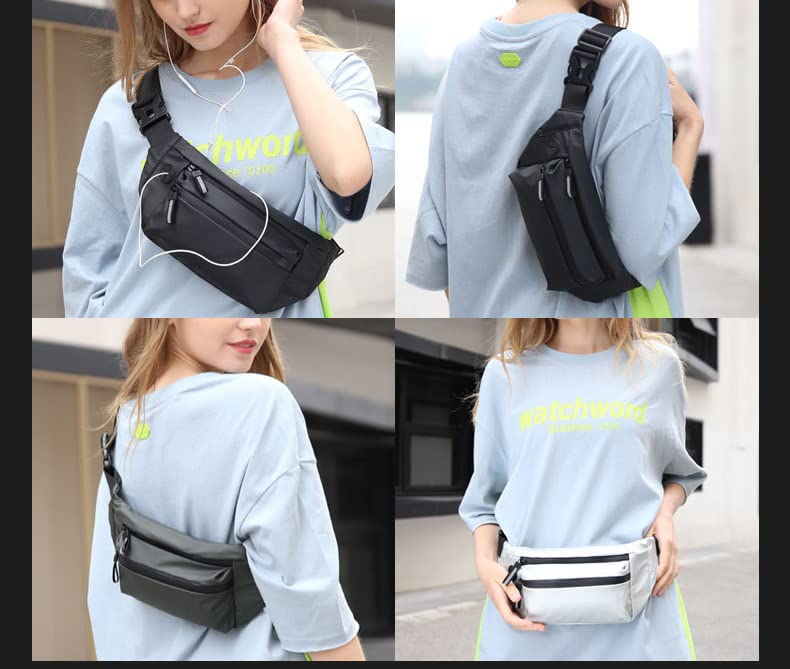 Ketmart Waist Pack Travel Handy Hiking Zip Pouch Document Money Phone Belt Sport Bag for Men and Women and Adult Leather (Grey) 2