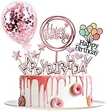 Happy Birthday Cake Topper, Kerzen Konfetti Luftballon Sterne Liebe Tortendeko Geburtstag Kuchen Dekorationen für Kinder, Mädchen, Junge, Baby Party