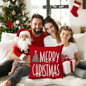 Minetom Christmas Pillow Covers 18x18 Set of 4 Christmas Decorations Xmas Trees Merry Christmas and Bright Holiday Decor Throw Cushion Case for Home Couch Minetom Christmas Pillow Covers 18×18 Set of 4 Christmas Decorations Xmas Trees Merry Christmas and Bright Holiday Decor Throw Cushion Case for Home Couch