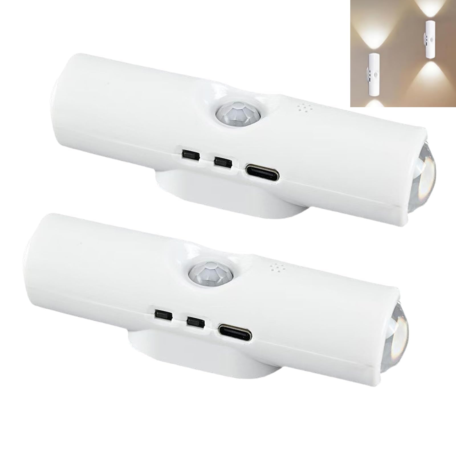 Rechargeable Smart LED Motion Sensor Ambient Light, Rechargeable Motion Sensor Wall Lights for Bedrooms, Hallways, Staircases, Wireless & Easy to Install (3 Colors,2 pcs)
