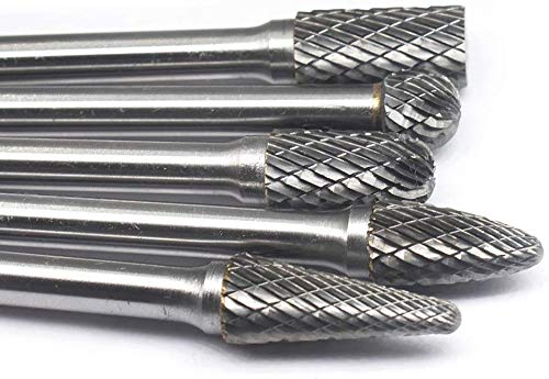 Jestuous Carbide Burrs Set 5Pcs Jestuous 1/4 Inch Shank Diameter Extended Long Double Cut Edge Solid Tungsten Carbide Burr Rotery File For Die Grinder Bits Drilling thumb #4