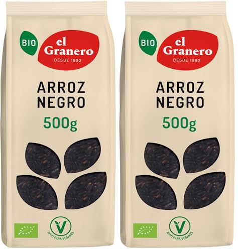 El Granero Integral - Arroz Negro - 500 g - Rico en Hidratos de Carbono, Sales Minerales y Vitaminas - Gran Fuente de Energía - Propiedades Antioxidantes - Apto para Veganos (Paquete de 2)