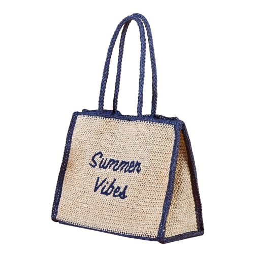 Straw Woven Shoulder Bags for Women Summer Vacation Beach Bag Packable Totes Bag Raffia Handbags
