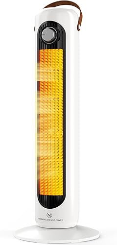 Calentadores de espacio en torre para uso en interiores con 4 modos de calor, oscilación de 70, protección contra sobrecalentamiento y vuelco,