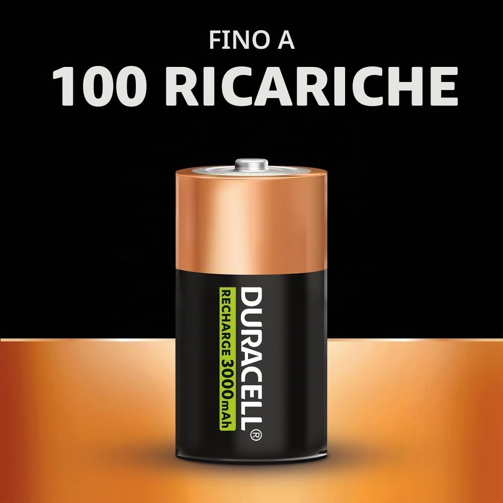 6X Duracell D Ricaricabili 3000 mAh (3 Blister Da 2 Batterie) 6 Pile
